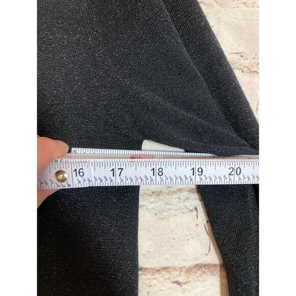 C'Est City Top Womens Medium Silk All Over Glitter Black Long Sleeve Stretch - Picture 6 of 11